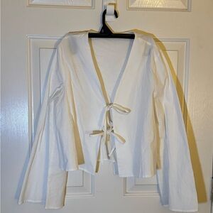 Long Sleeve Tie-Front Blouse